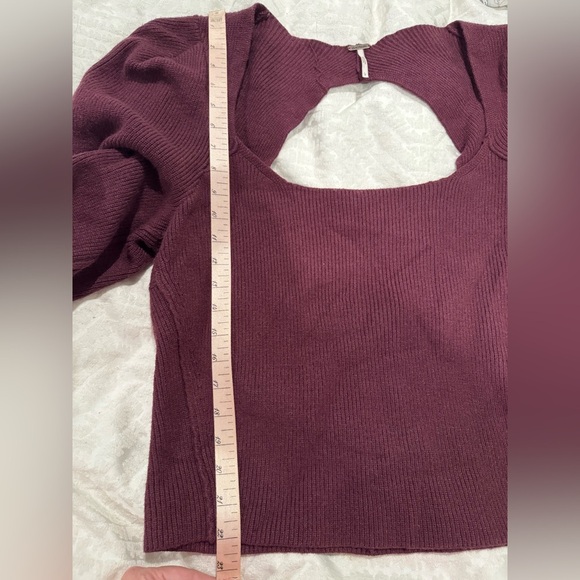 Free People Saffron Fitted Sweater Long Sleeve Pomegranate Wine open back - Picture 7 of 8